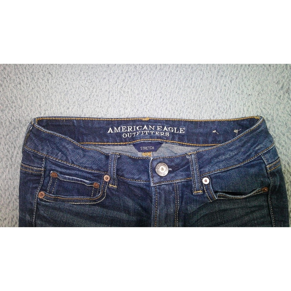 American Eagle Bermuda Shorts Women 4 Stretch‎ Low Rise Cuffed Fringe Hem Y2K - Picture 7 of 10